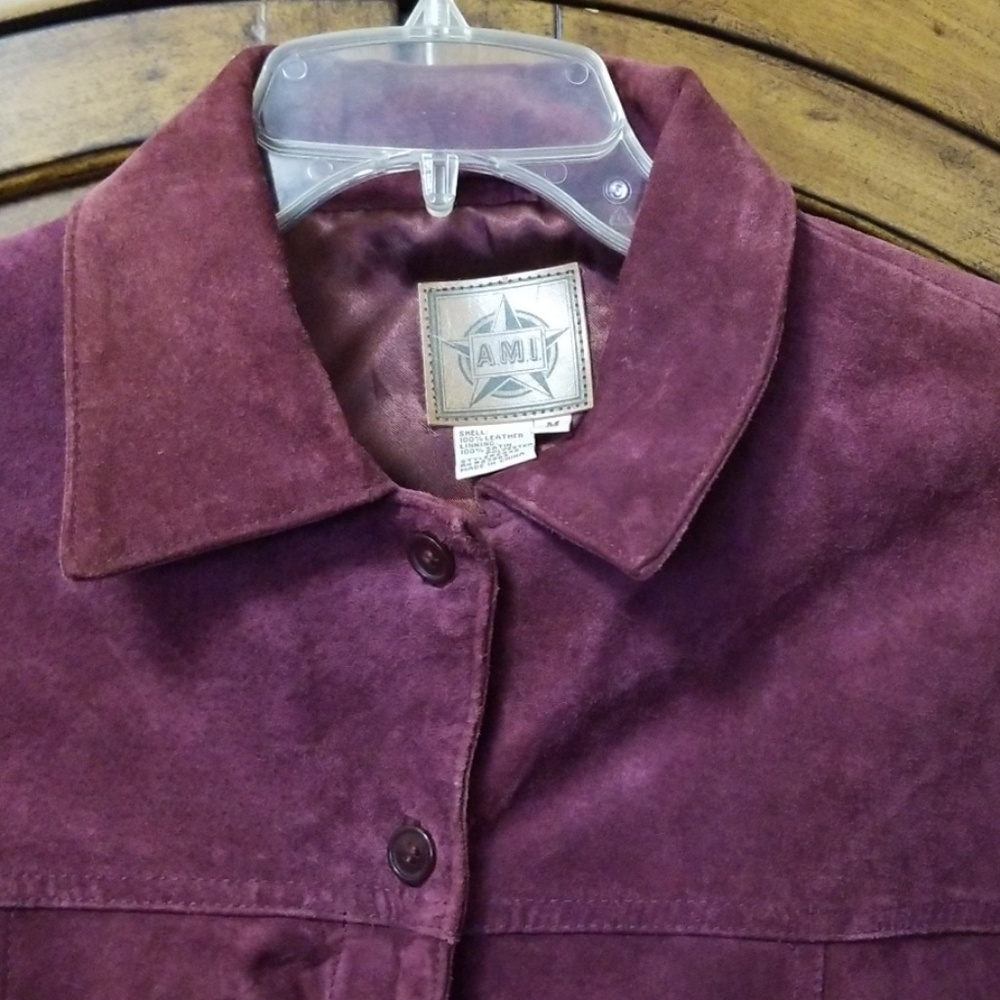Maroon Vintage AMI leather jacket